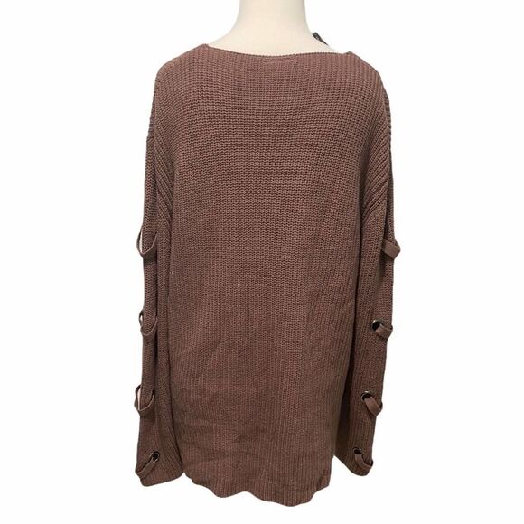 City Chic Ladder Sleeve V-Neck Sweater Mauve 16 - Picture 5 of 10